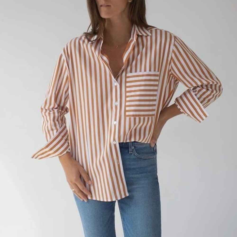 AYR The Deep End striped Oxford shirt, EUC  size L